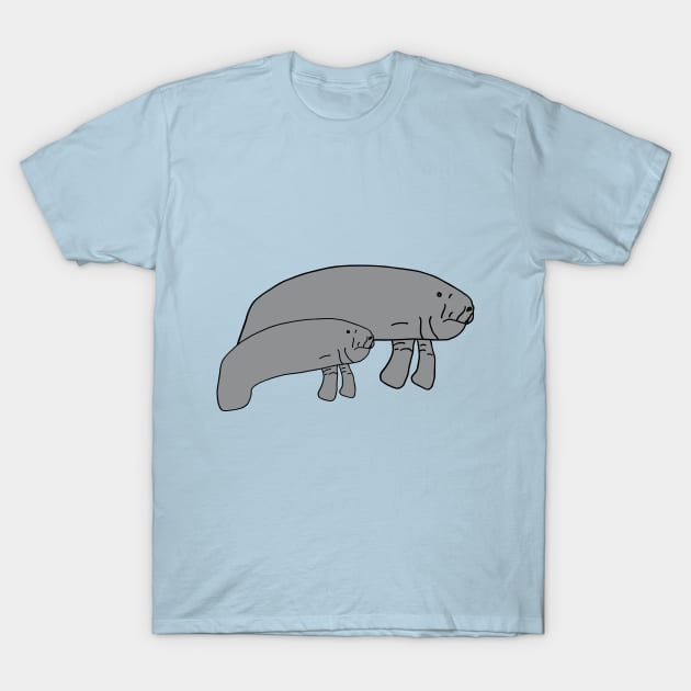 Manatee Mom with Child T-Shirt by Anke Wonder 